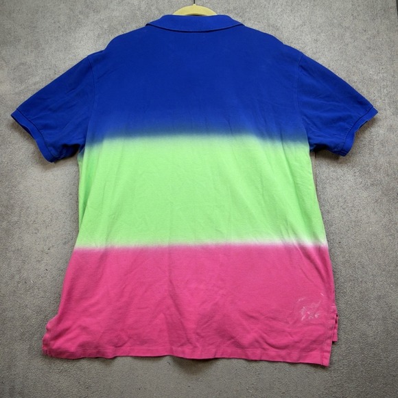 Polo Ralph Lauren Colorblock Polo Shirt Pink Green Blue 90s Retro Men's XXL - Picture 8 of 10